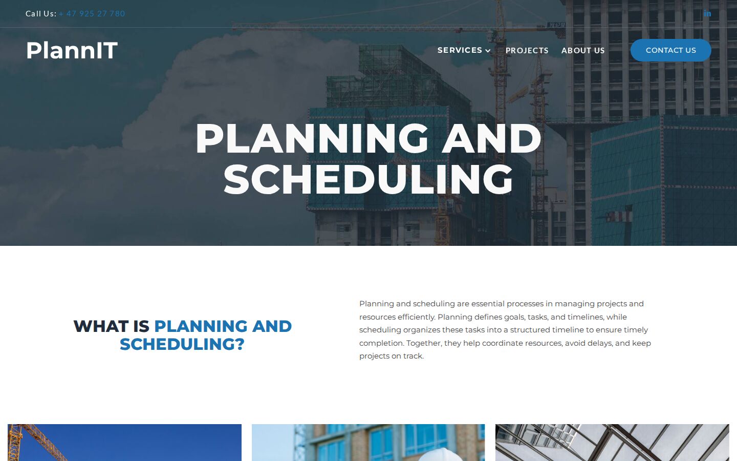 Tjenestesiden Planning and Scheduling på plannit.no
